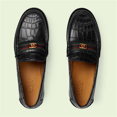 gucci crocdile loafers